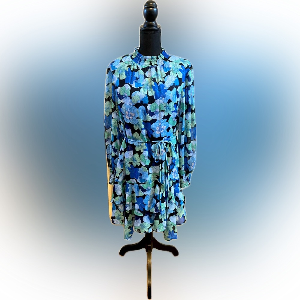 Madison Tara Beautiful blue dress with floral prints Size 13